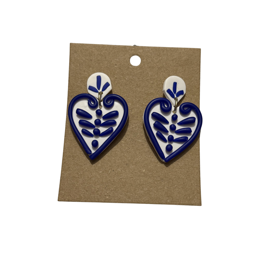Blue Talavera Heart Dangles