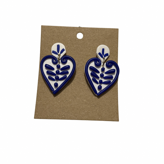 Blue Talavera Heart Dangles